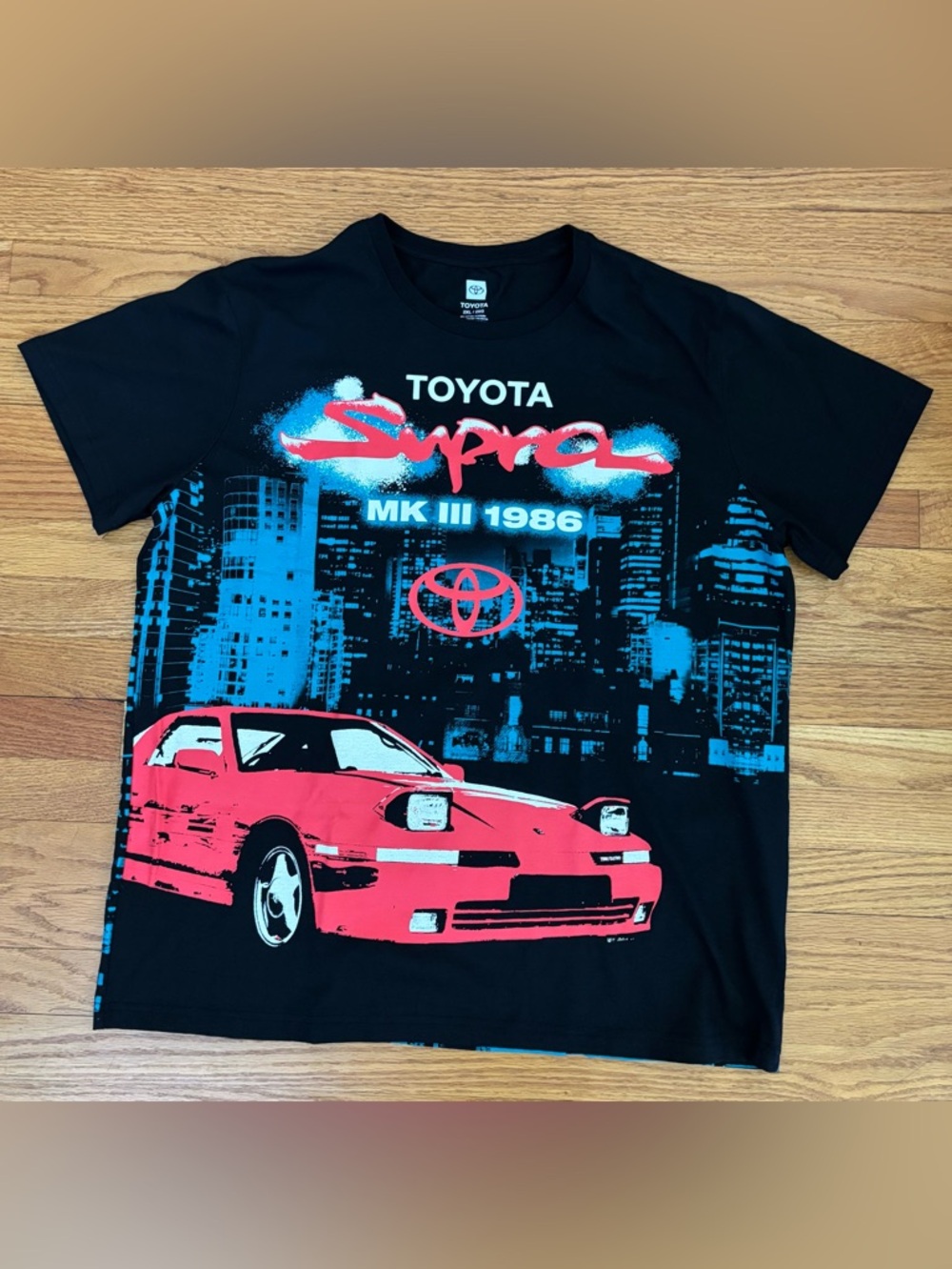 Toyota Supra MK3 1986 Graphic T-Shirt Men’s 2XL Black Neon JDM Retro Car Tee New